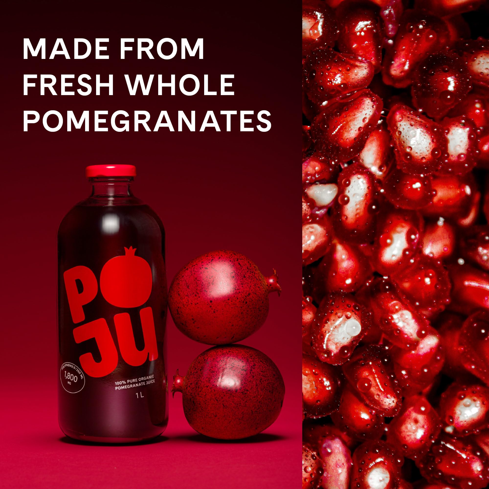 POJU label closeup emphasizes organic, non-GMO and kosher qualities