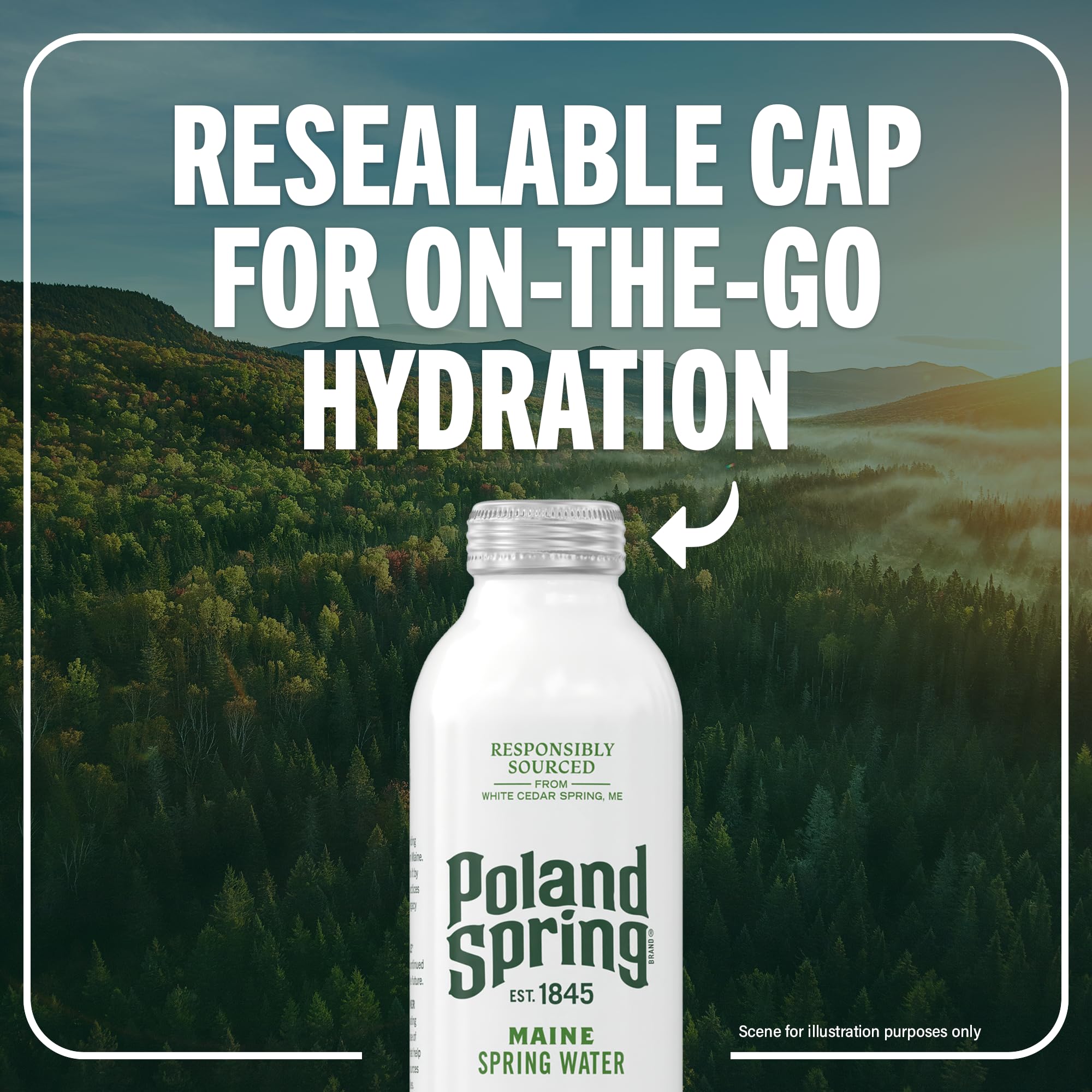 Poland Spring portable hydration bottle ready for travel and workouts.