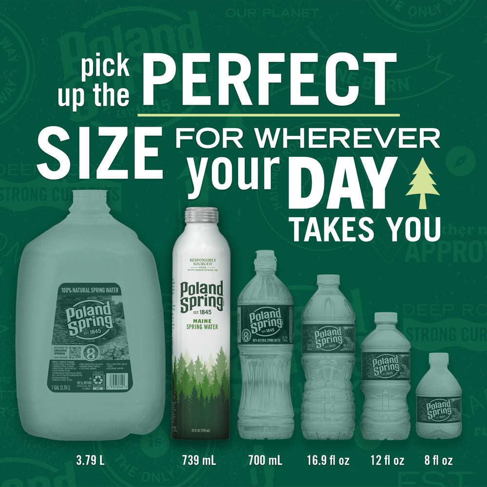 Poland Spring recyclable aluminum bottle supports sustainability with Maine origins.