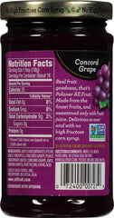 Polaner Concord Grape spreadable fruit label close-up shows natural fruit sweetness.