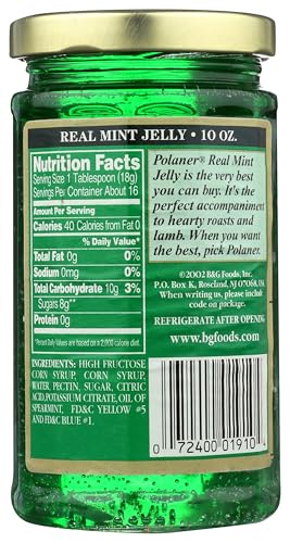 Polaner Real Mint Jelly label close-up, kosher-certified option for family snacks.