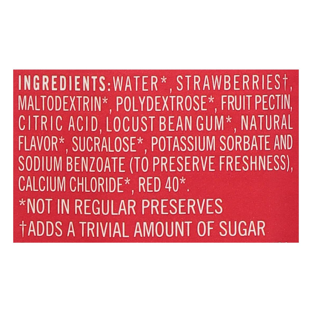 Polaner Sugar-Free Strawberry Preserves nutrition panel highlights fiber content.