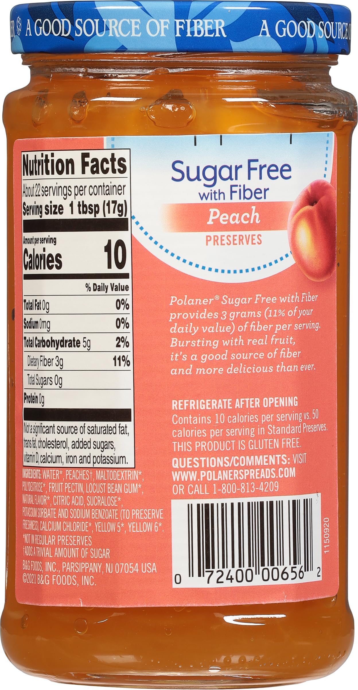 Teaspoon reveals vibrant peach aroma in Polaner Sugar Free with Fiber Peach Jam
