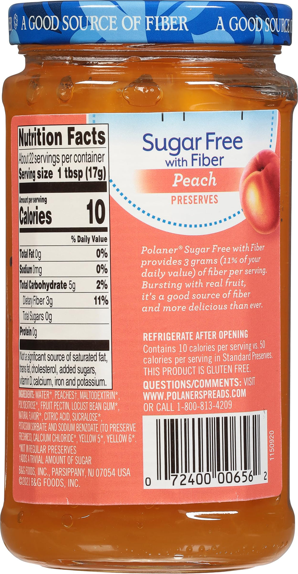 Teaspoon reveals vibrant peach aroma in Polaner Sugar Free with Fiber Peach Jam