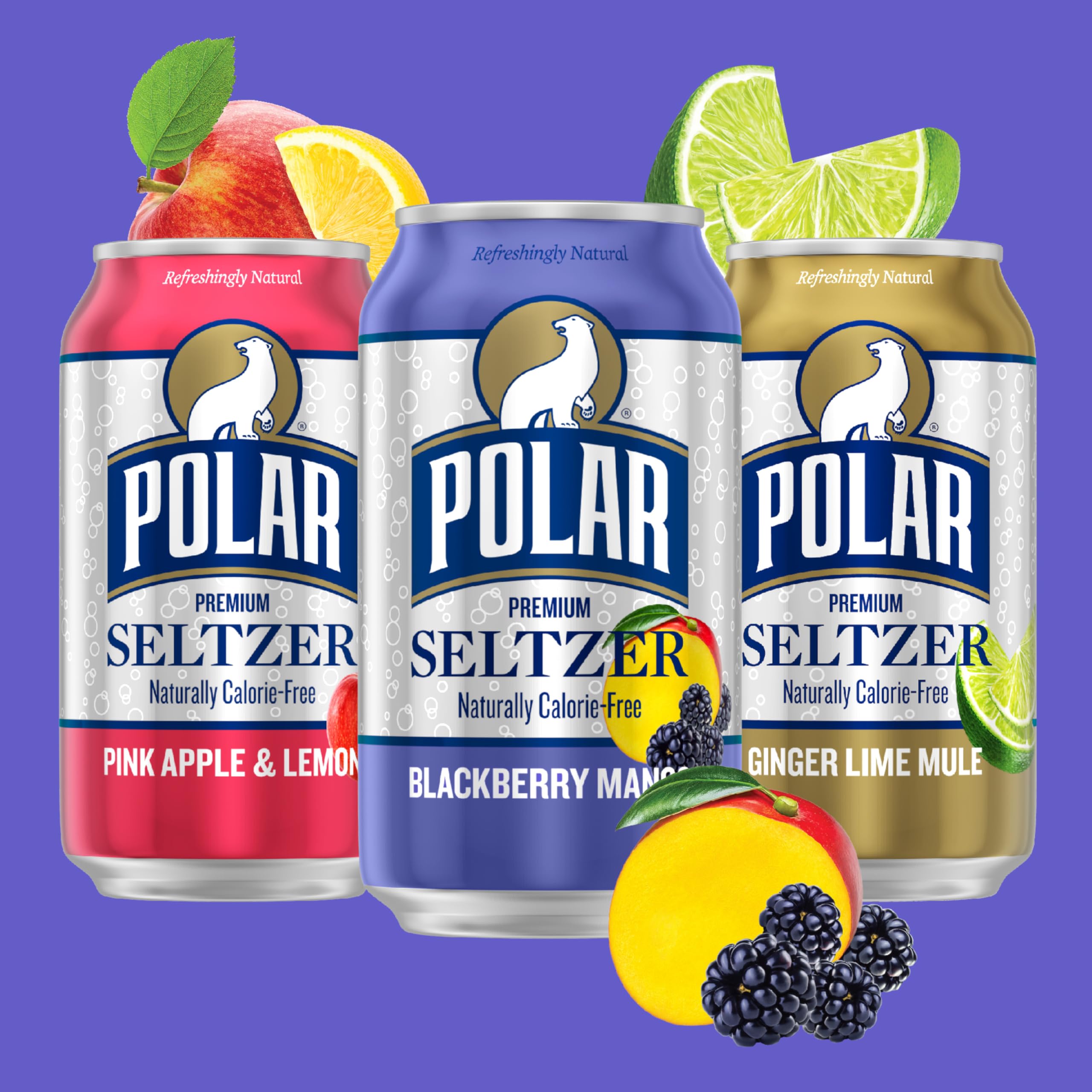 Polar Seltzer Blackberry Mango can showcases bold berry-mango pairing and no sugar.