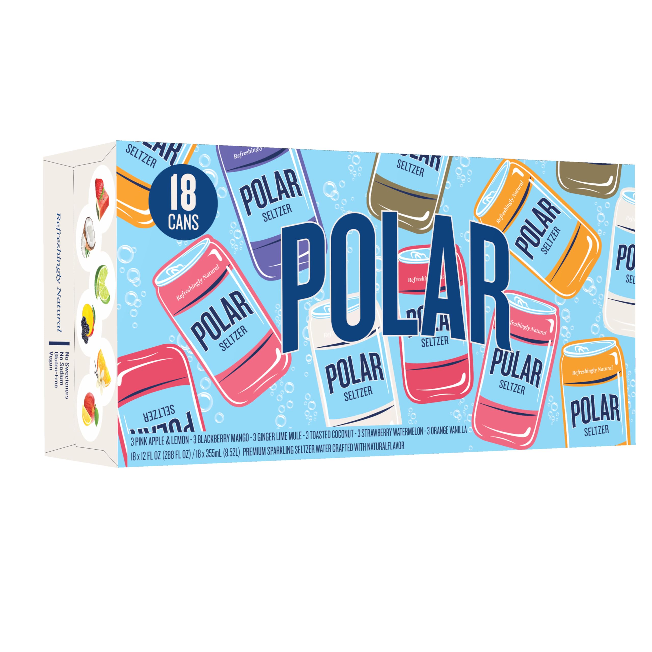 Polar Seltzer blackberry mango cans present bold fruity balance for daily refreshment.