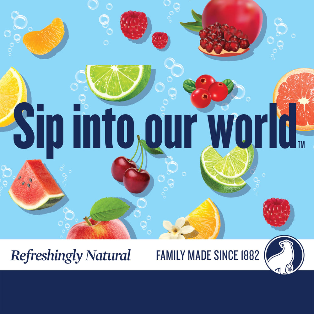 POLAR Seltzer Georgia Peach label closeup shows natural fruit essences for depth.