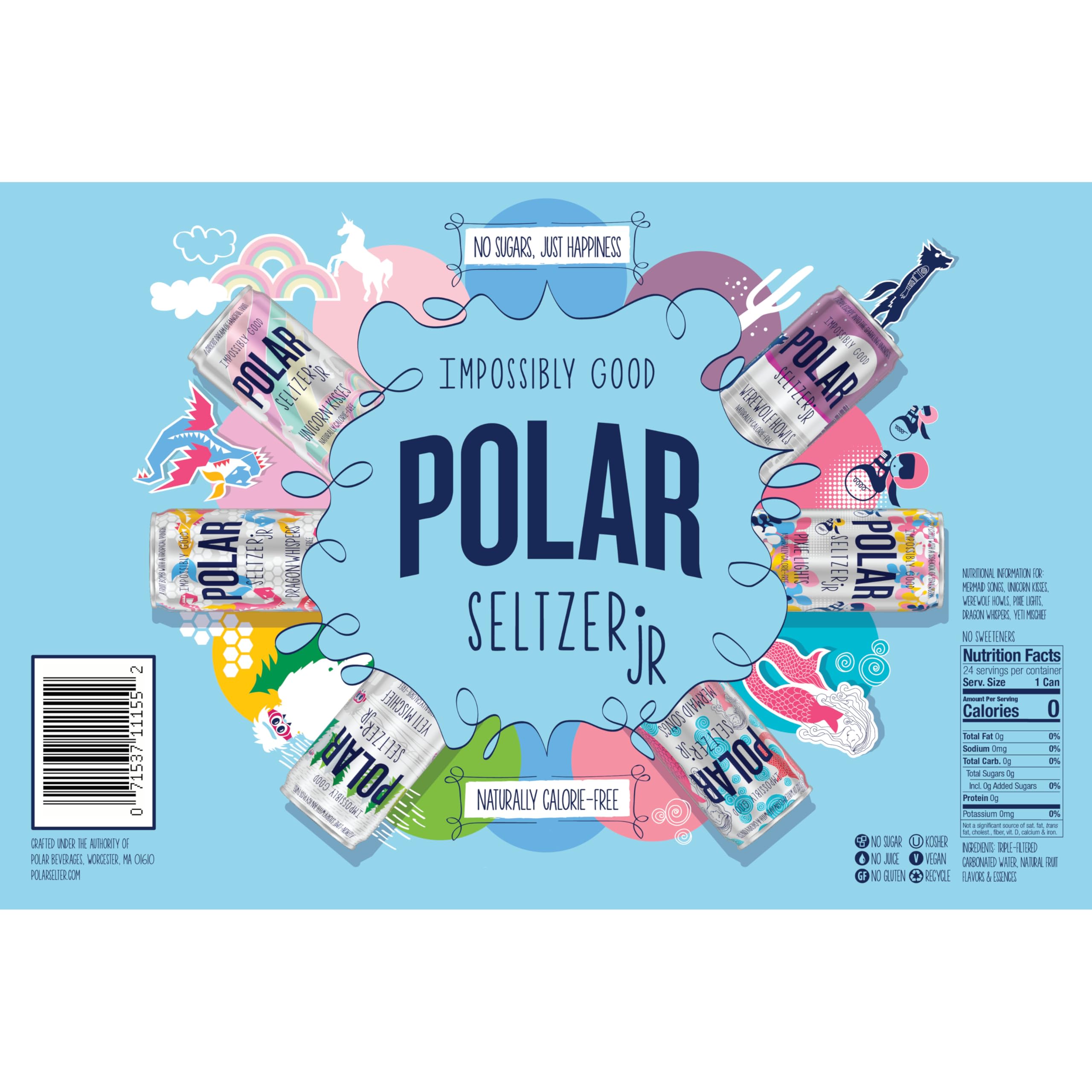 Polar Seltzer Jr Dragon Whispers can, tropical fruit punch for a lively sip