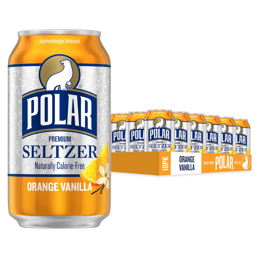 Polar Seltzer Orange Vanilla can with crisp fizz and zero calories.