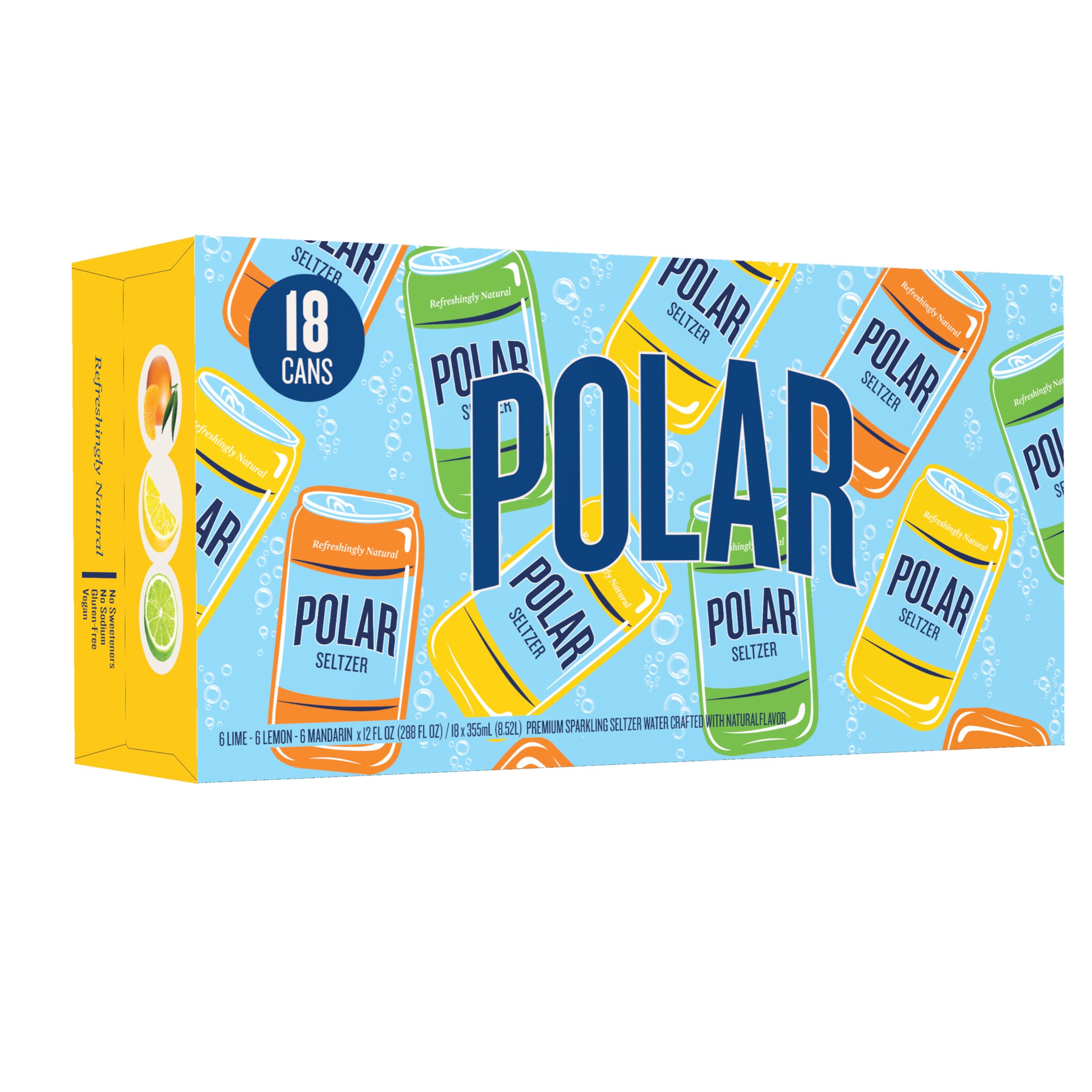 Polar Seltzer pack side view image suggests easy sharing and on-the-go refreshment.