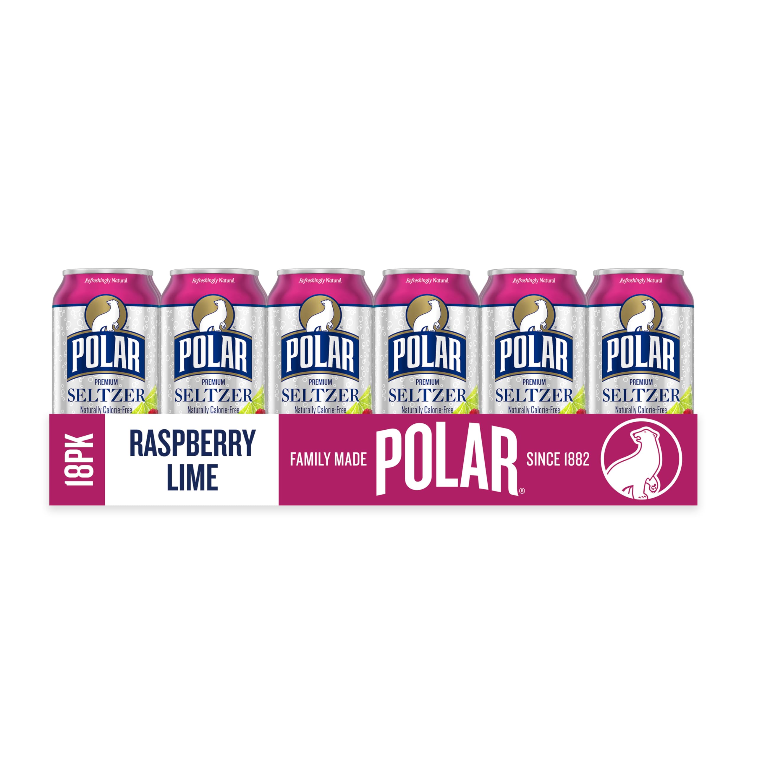 Polar Seltzer Raspberry Lime label detail emphasizing no sugar or sodium