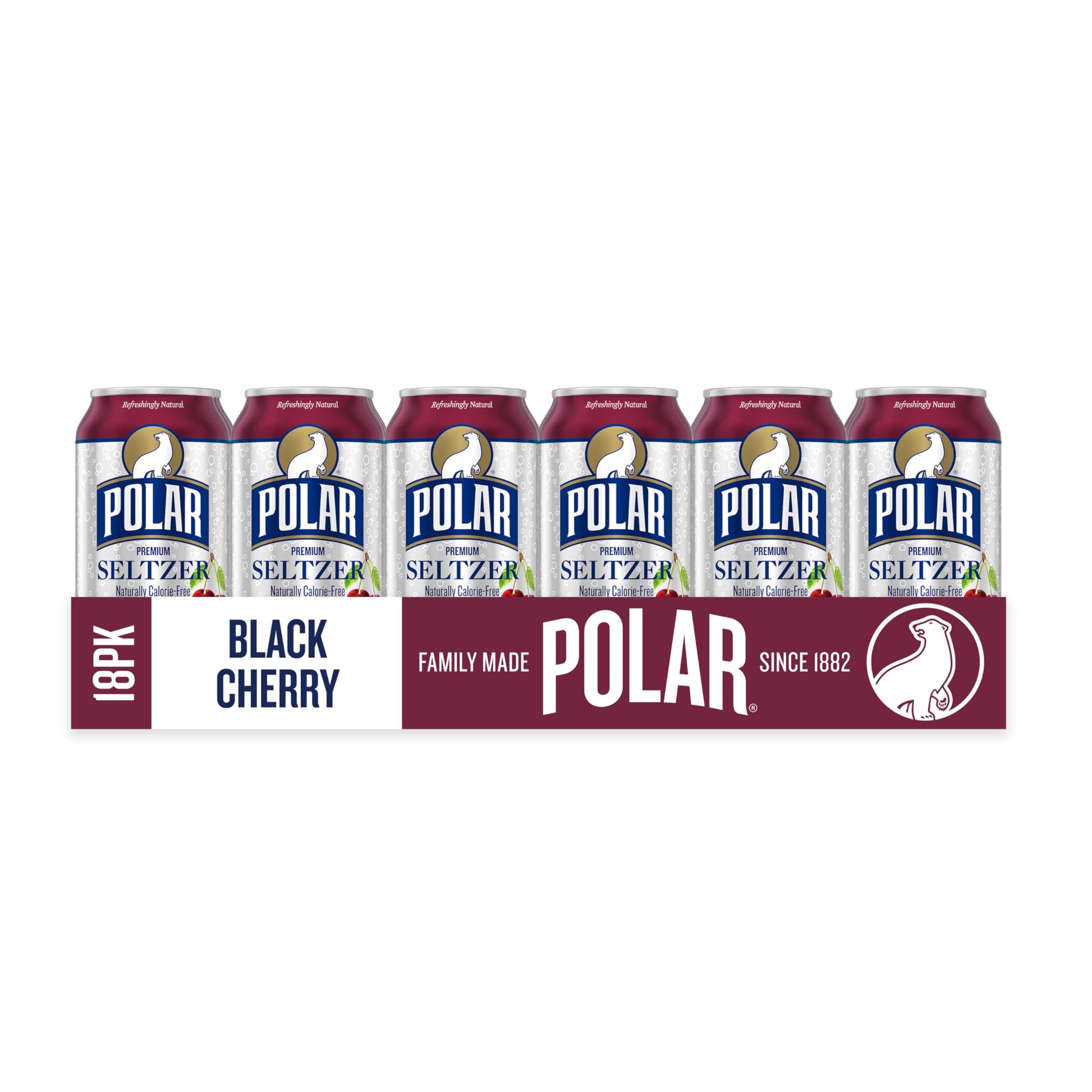 Polar Seltzer Black Cherry multipack box with 18 cans.