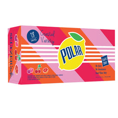 Polar Seltzer'ade Coastal Variety Pack pouring over ice showcases fizzy, zero-sugar sparkle.