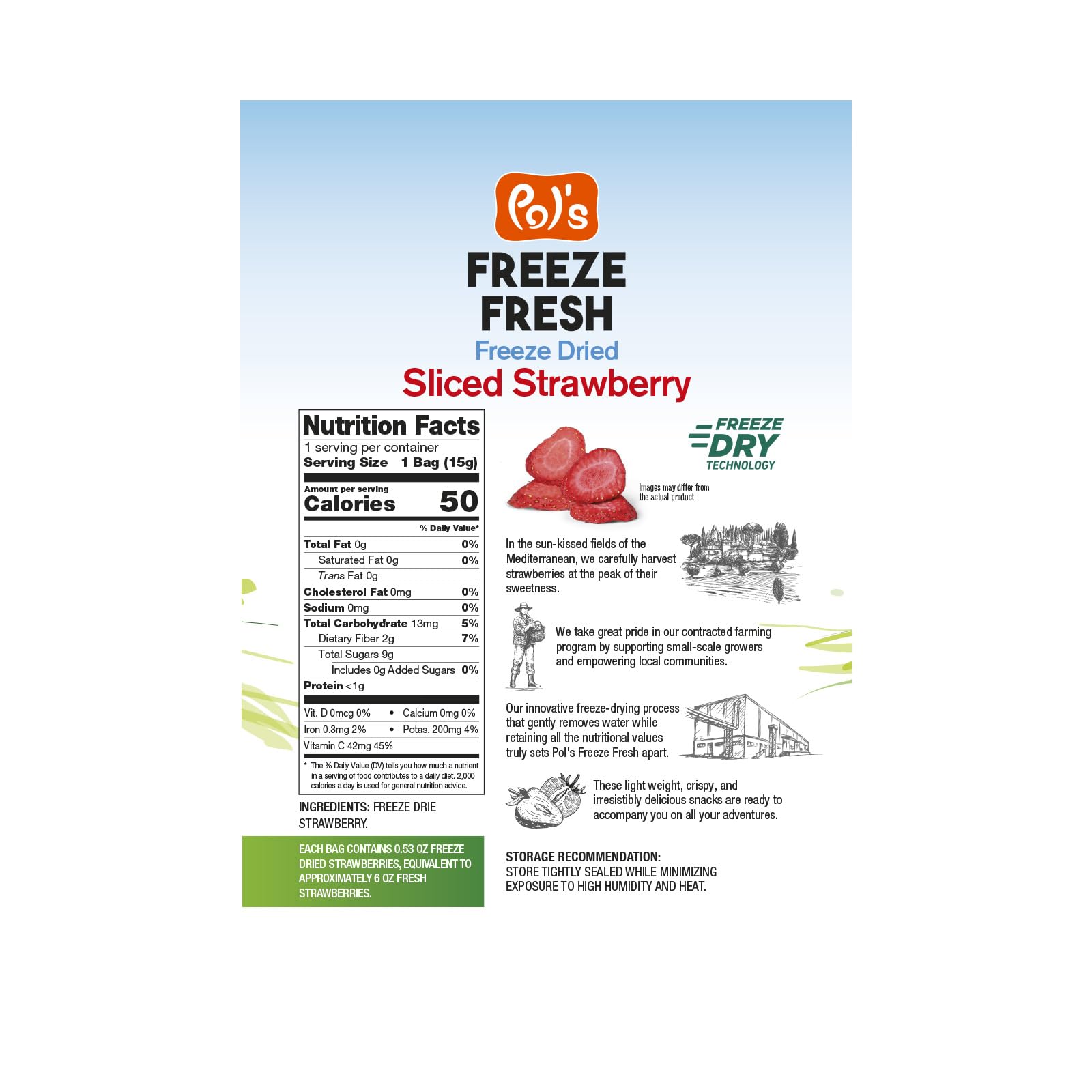 Close-up of crispy freeze-dried strawberries from Pol’s Freeze Fresh