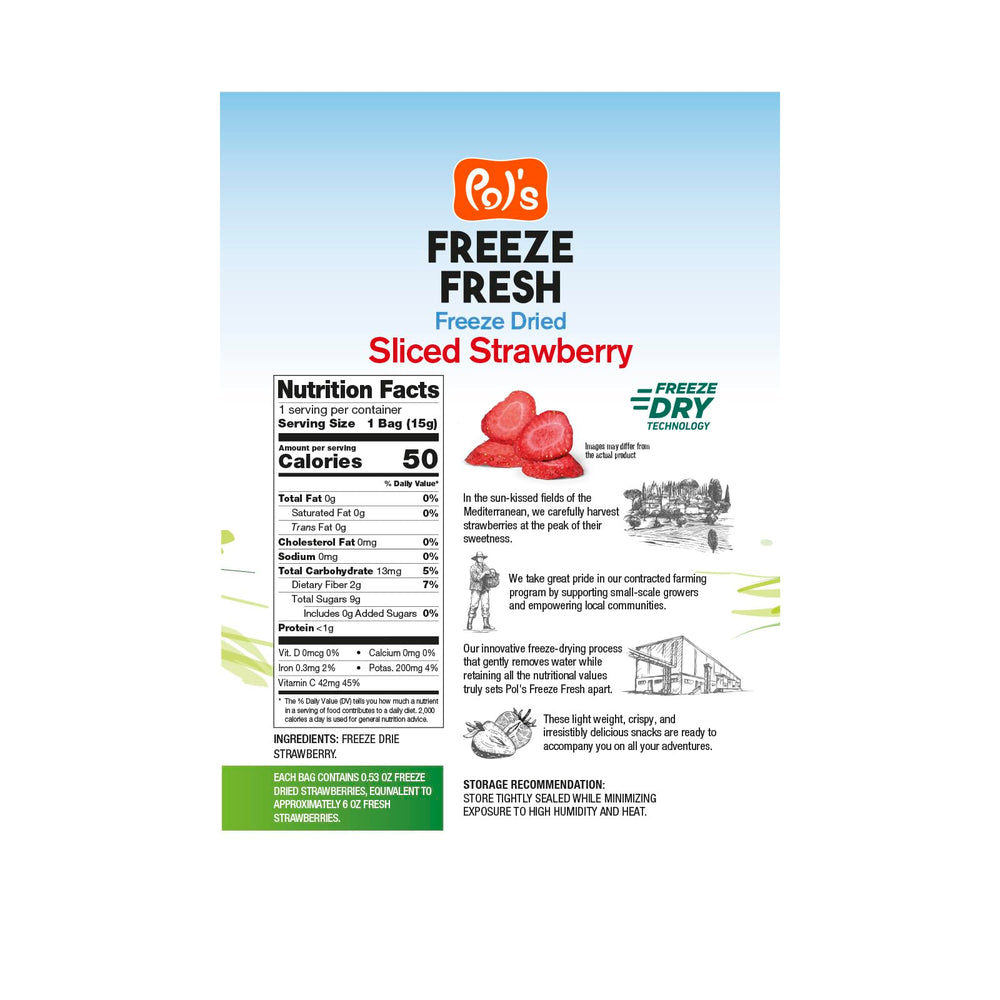 Close-up of crispy freeze-dried strawberries from Pol’s Freeze Fresh