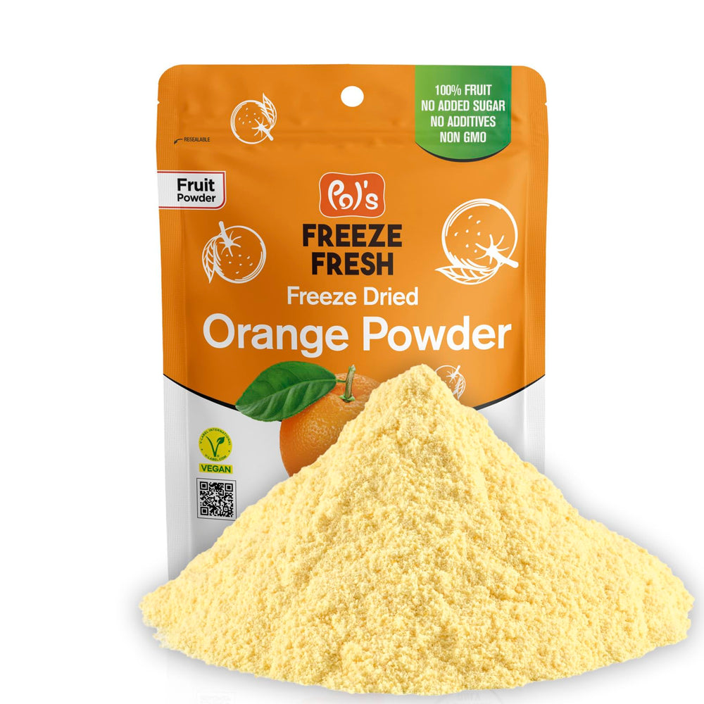 Pol’s Freeze Fresh orange powder zip bag keeps freshness for easy storage