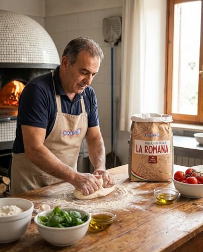 POLSELLI La Romana 0 flour focaccia dough image emphasizes soft interior and robust crust.
