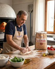 POLSELLI La Romana 0 flour focaccia dough image emphasizes soft interior and robust crust.
