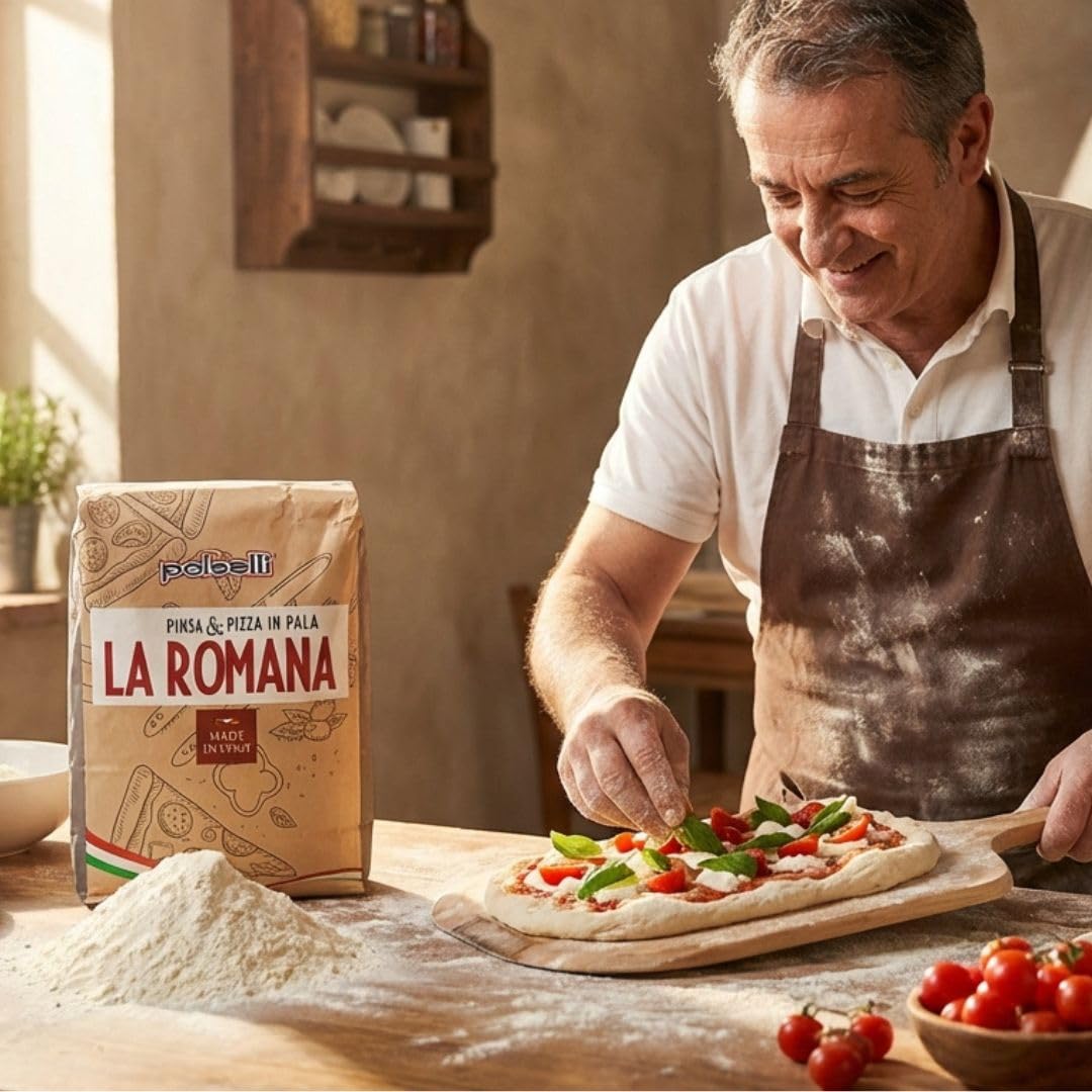 POLSELLI La Romana 0 flour sourdough-ready depicts natural leaven compatibility and flavor potential.