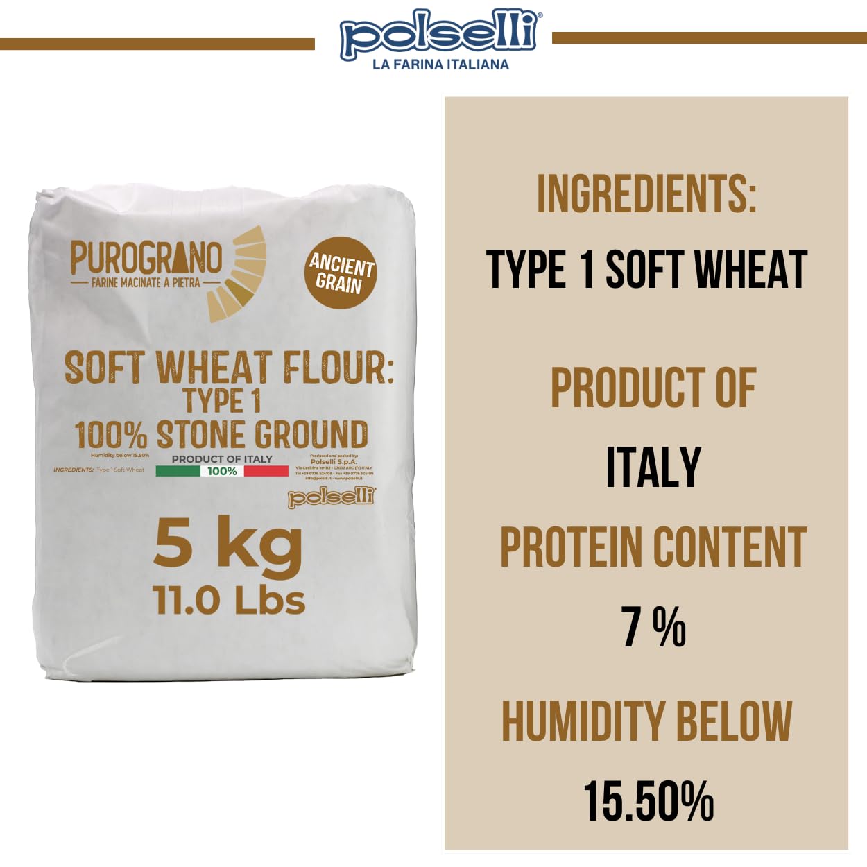 Polselli PuroGrano heritage wheat closeup emphasizing ancient grains and aroma