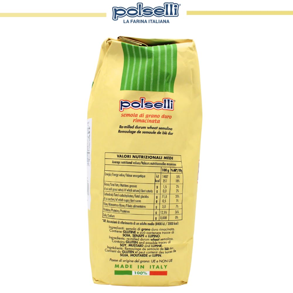 POLSELLI semolina flour pouring, silky texture for dough