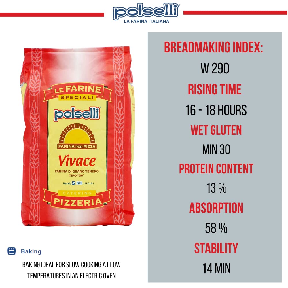 POLSELLI Vivace 00 flour versatile for pasta and bread dough.