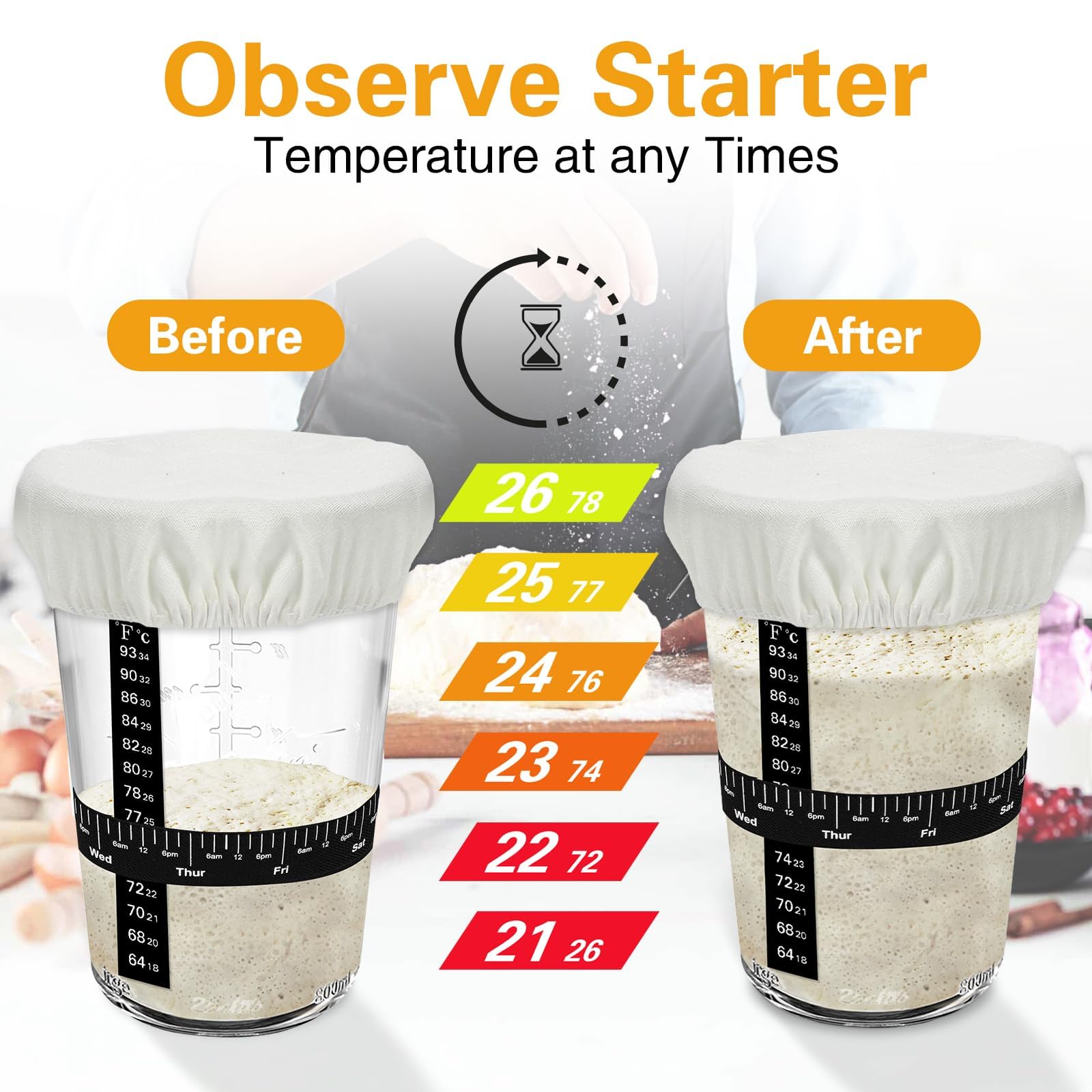 Airtight lid from POLYHNIA keeps starter fresh between feedings.