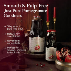 Hand holding Pom Royale 8.4oz glass bottle for on-the-go refreshment
