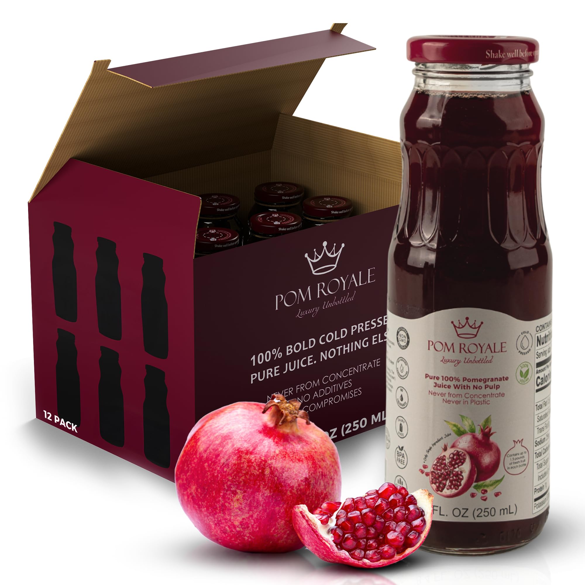Kosher certified, gluten-free Pom Royale juice for health-minded drinkers