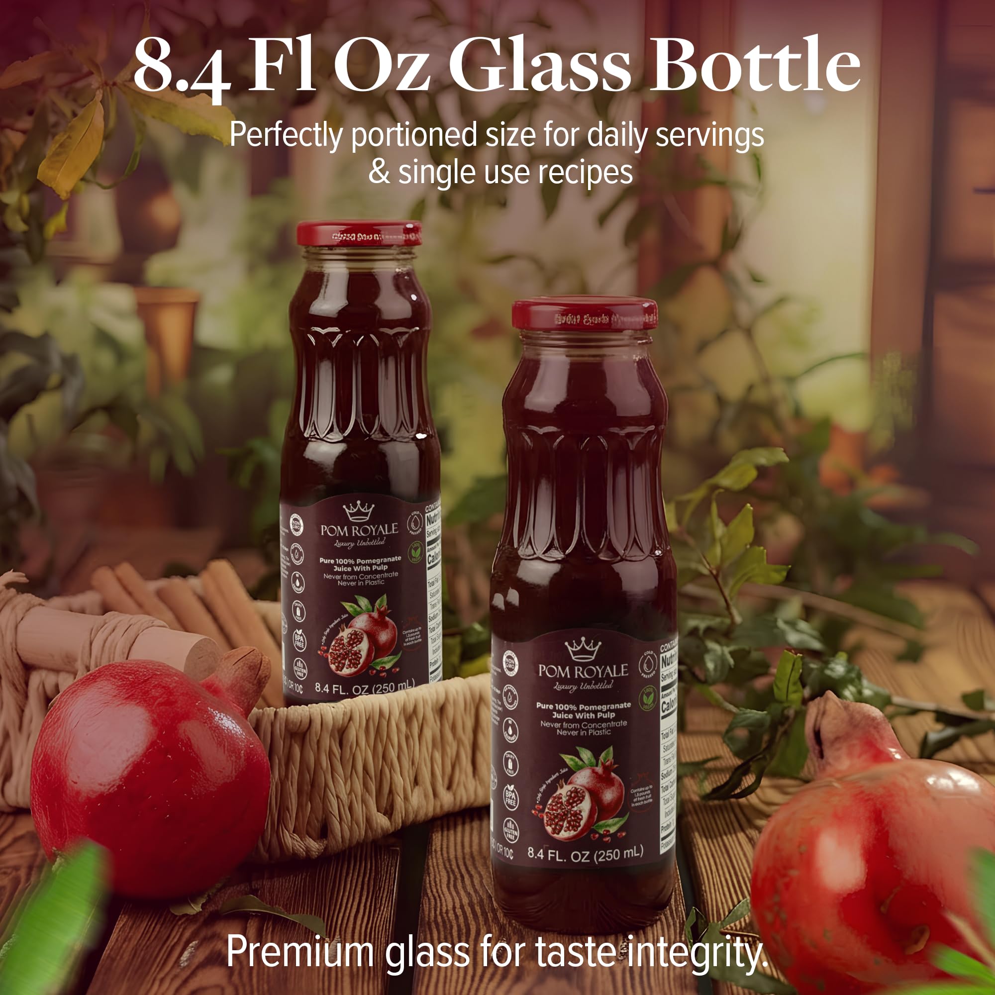 Pom Royale juice bases mocktails and smoothies with bold flavor.