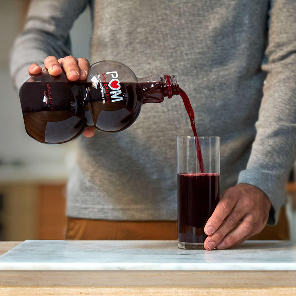 POM Wonderful 100% Pomegranate Juice arils close-up, antioxidants at a glance.