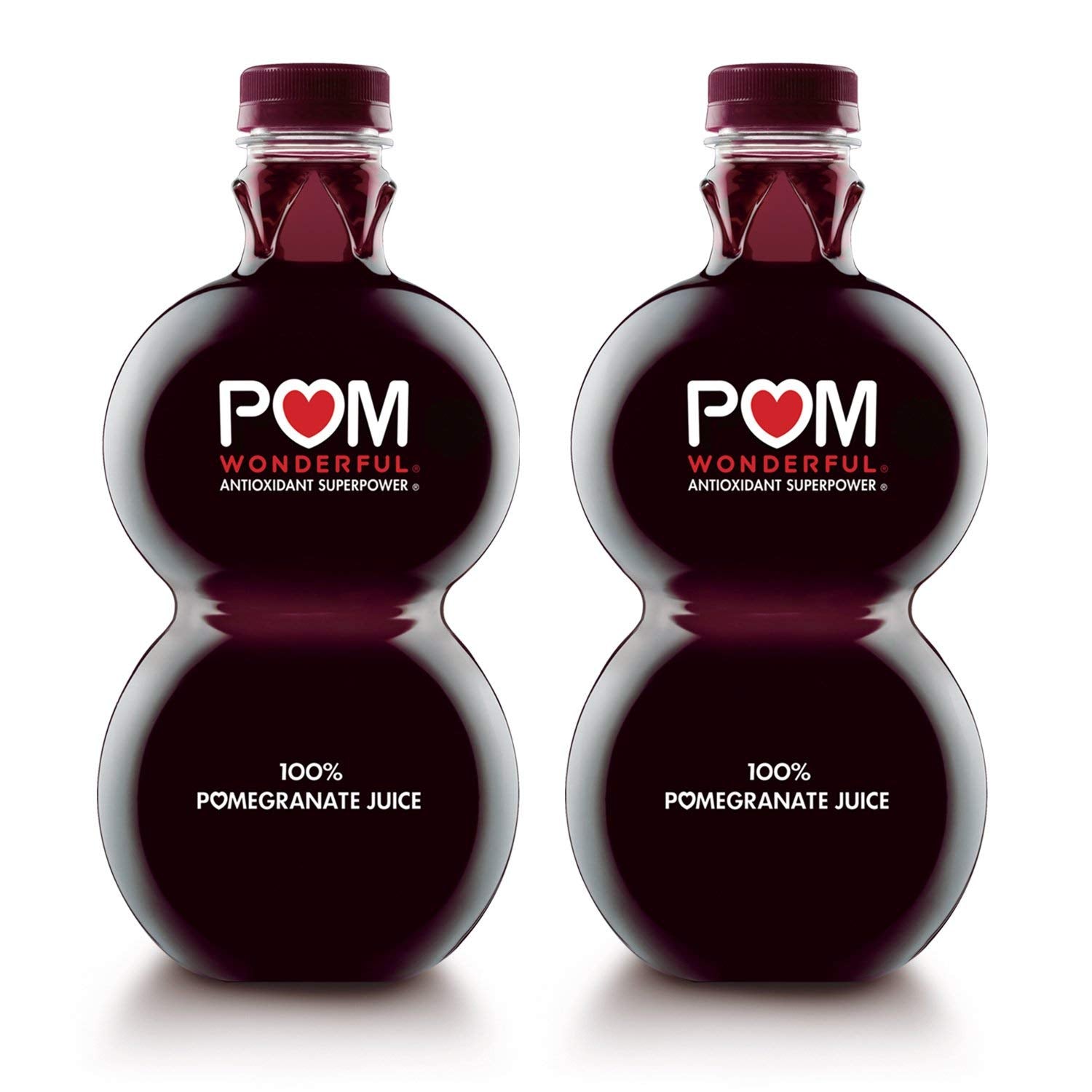 POM Wonderful 100% Pomegranate Juice bottle pours, antioxidant-rich flavor.