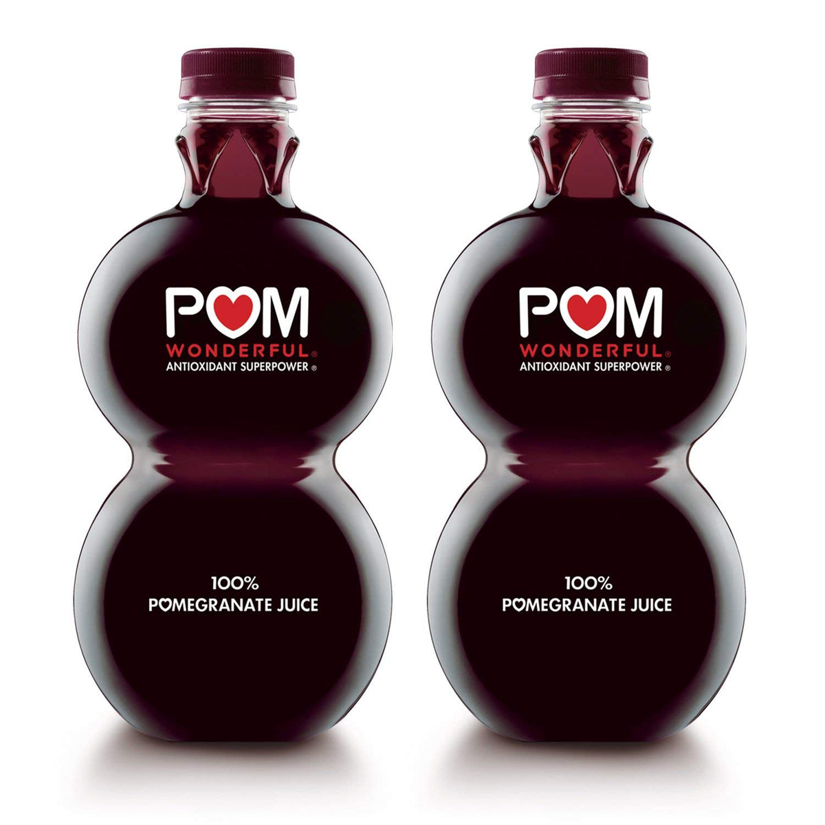 POM Wonderful 100% Pomegranate Juice bottle pours, antioxidant-rich flavor.