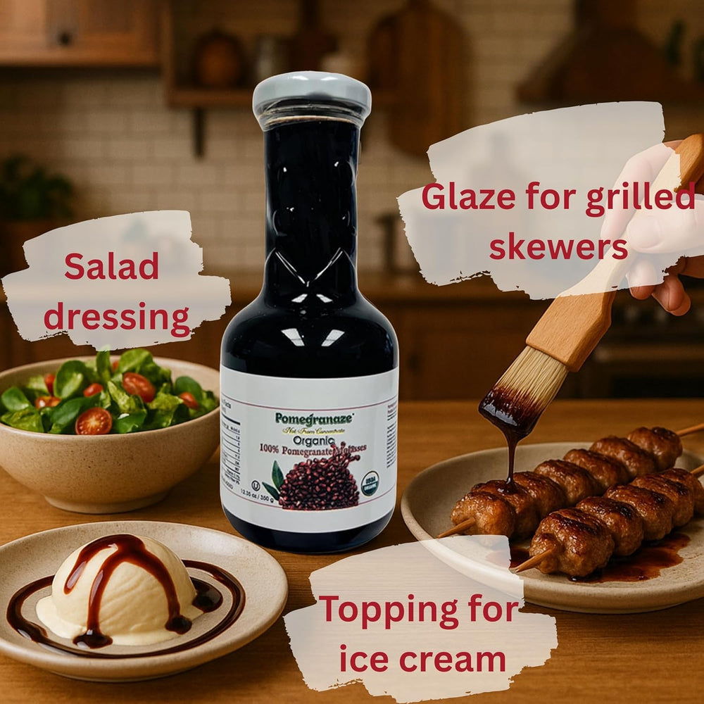 Pomegranaze molasses in marinade adds depth to grilled proteins.