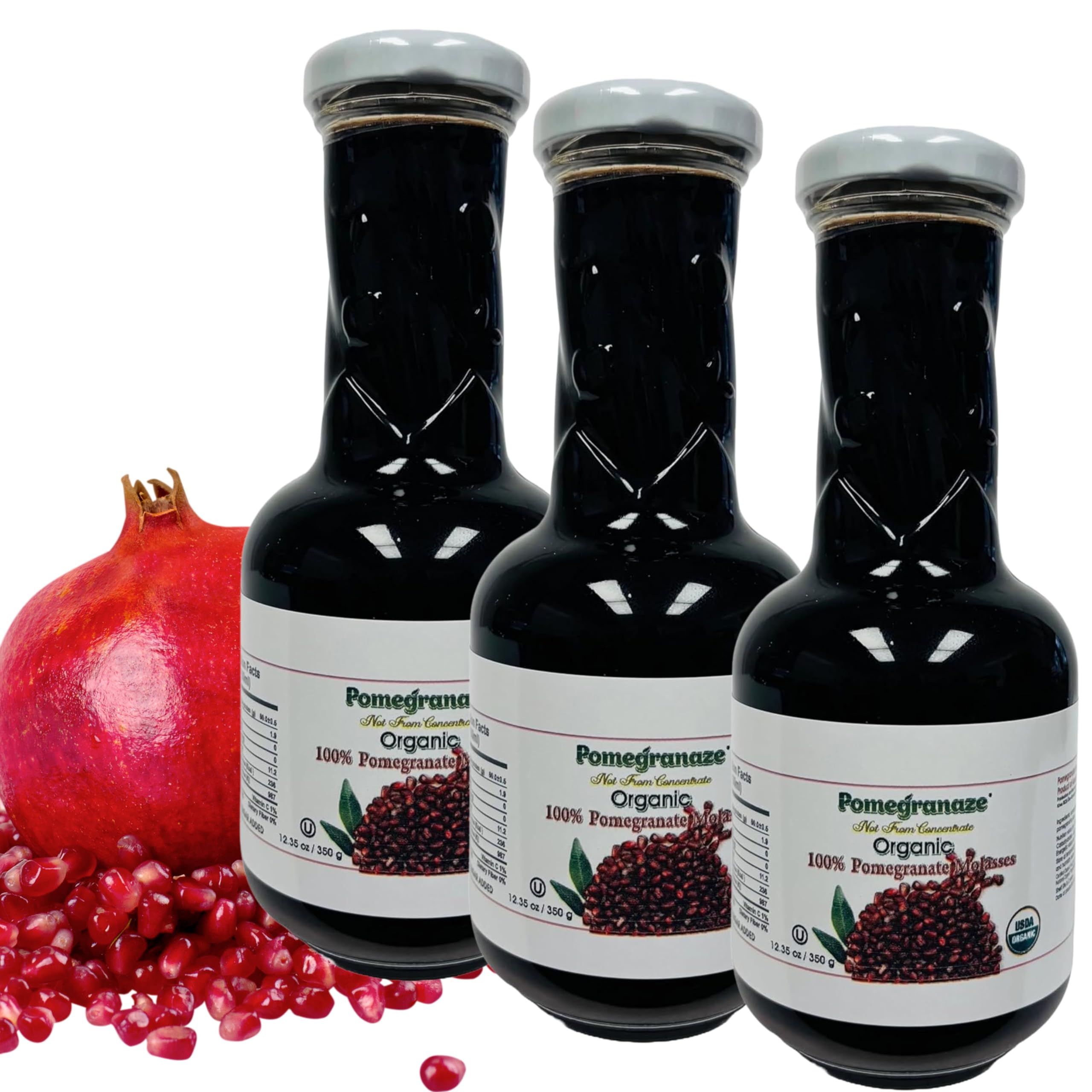 Pomegranaze organic pomegranate molasses 12oz bottle ready for dressings and glazes.