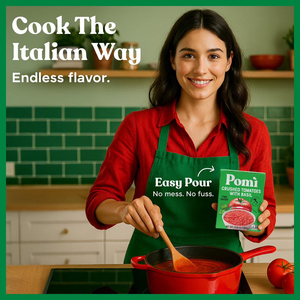 Pomi sauce in a stew pot invites comforting homemade meals.