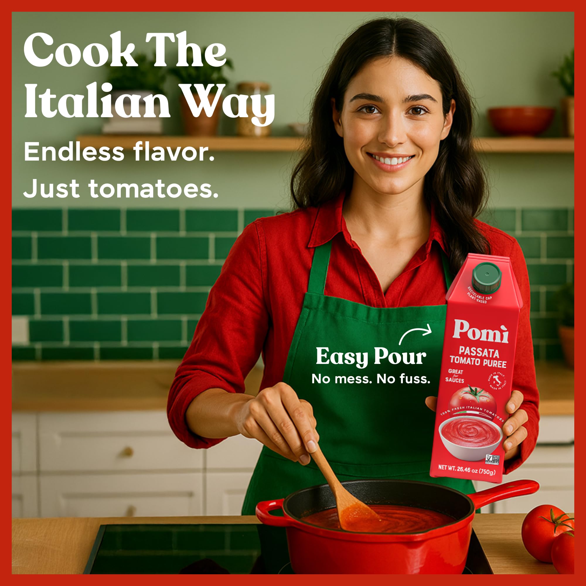 Pomì Passata base for soups and stews on the stove.