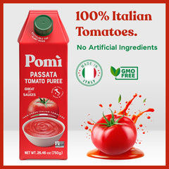 Pomì Passata non-GMO label on jar supports gluten-free cooking.