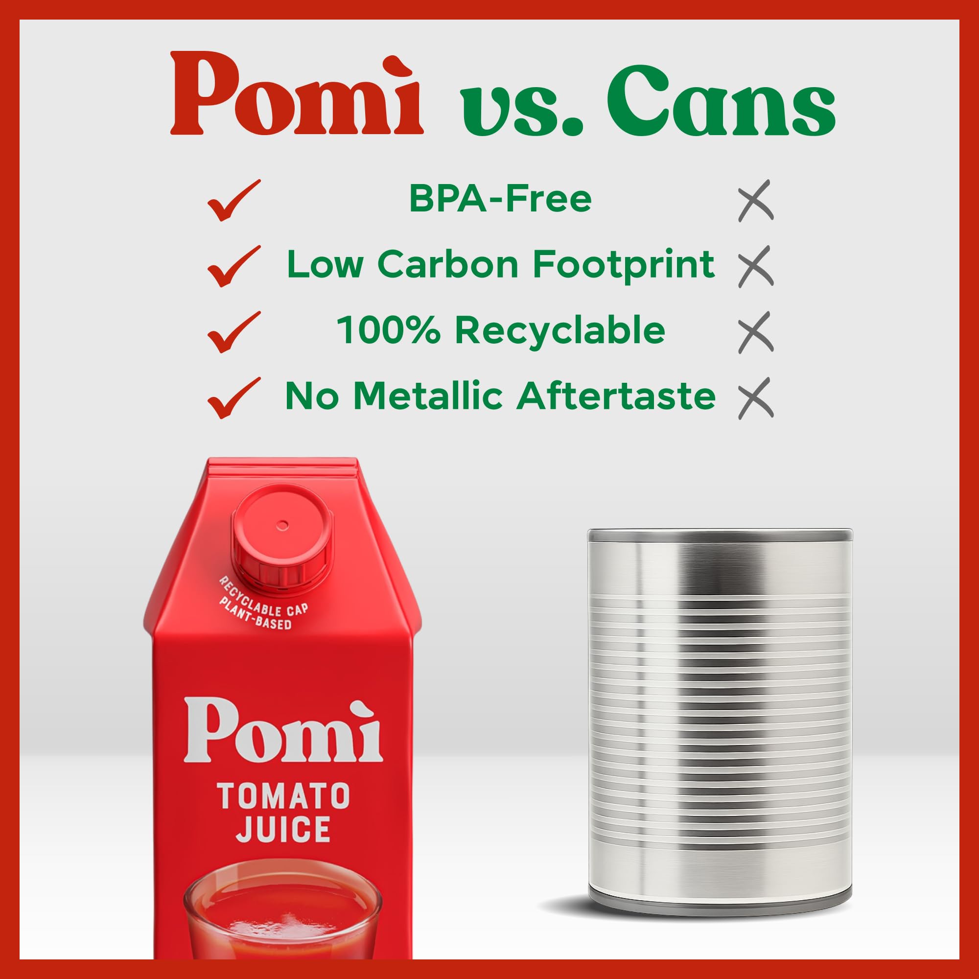 Pomi Tomato Juice color close-up signals natural, vibrant results.