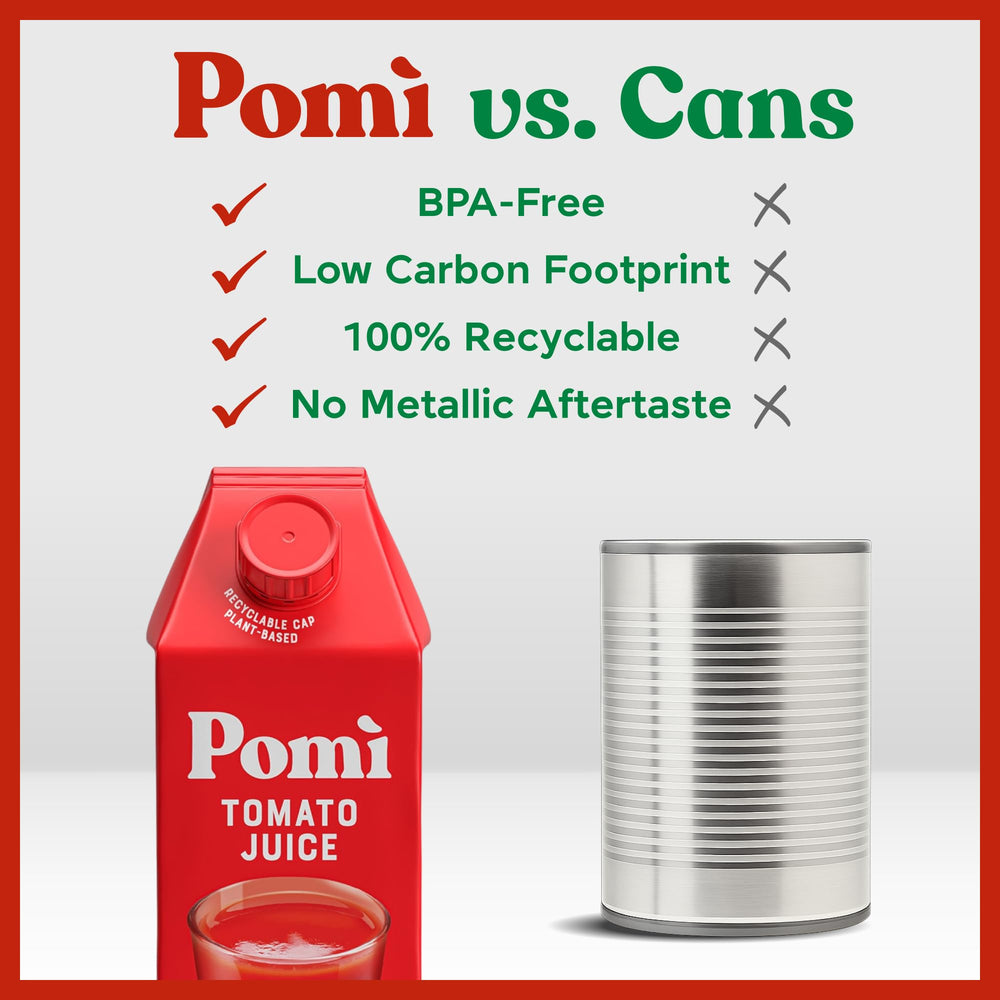 Pomi Tomato Juice color close-up signals natural, vibrant results.