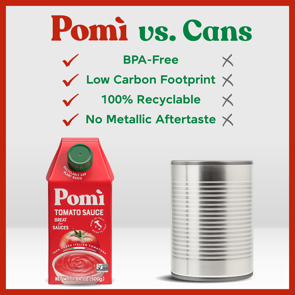 Pomì Tomato Sauce simmering with pasta dish for classic Italian flavor.