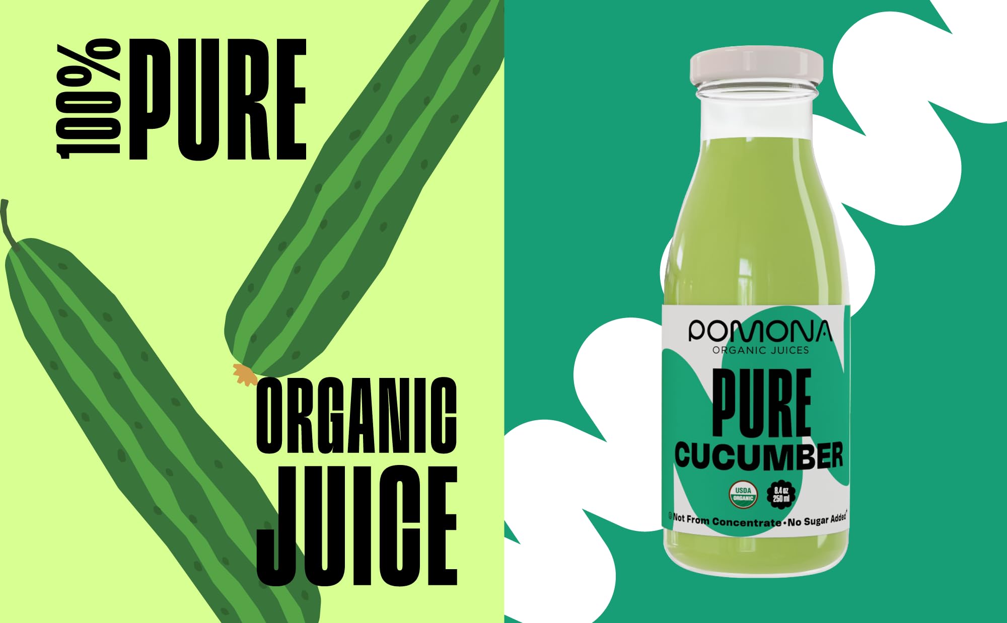 Glass bottle packaging from Pomona communicates premium quality and eco-friendly storage.