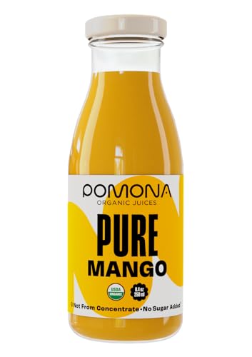 Pomona Cold-Pressed Mango Juice—not from concentrate, preserved in glass.