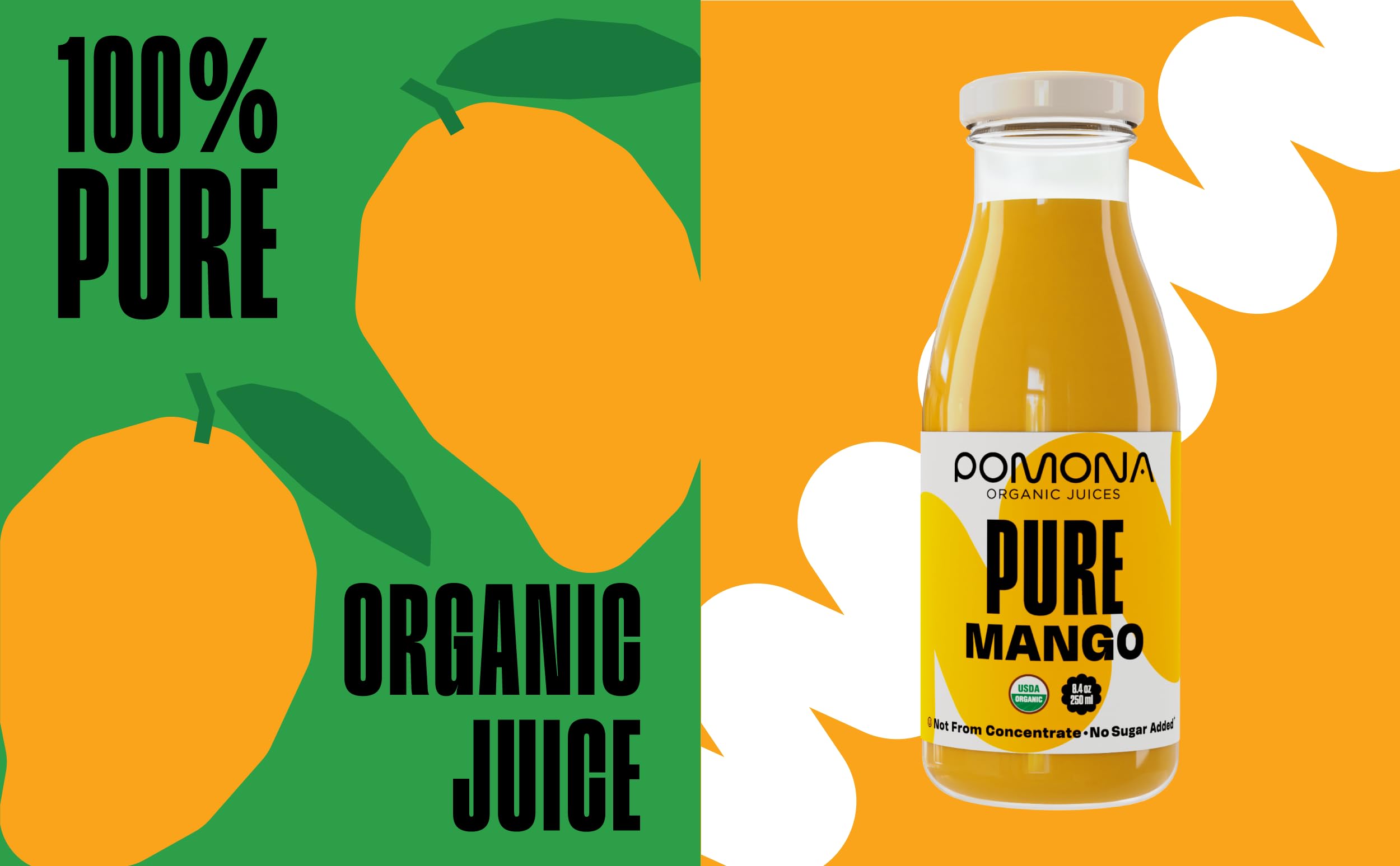 Pomona Mango Juice—gluten-free and kosher certified with no added sugar.