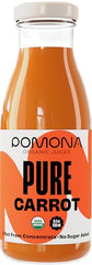 Pomona Organic Carrot Juice glass pour illustrates ready-to-drink convenience.