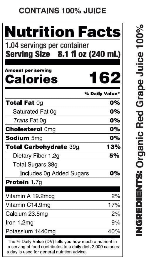 Pomona Organic Juices grape juice bottle front shows the 12-pack and on-the-go convenience.