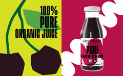 12-pack glass bottles of Pomona Organic Pure Black Cherry juice for easy on-the-go.