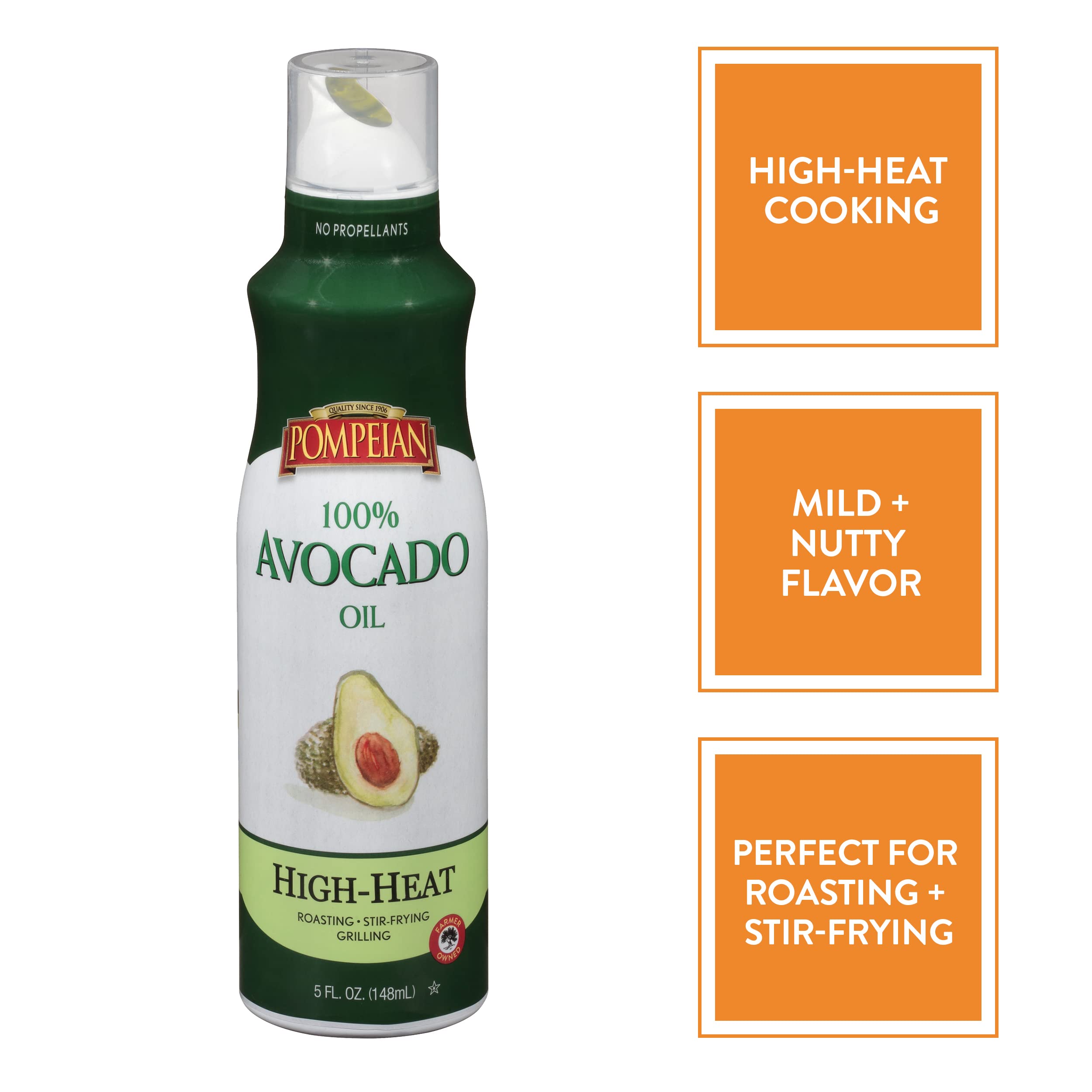 Pompeian Avocado Oil Cooking Spray ideal for stir-fry and roasting.