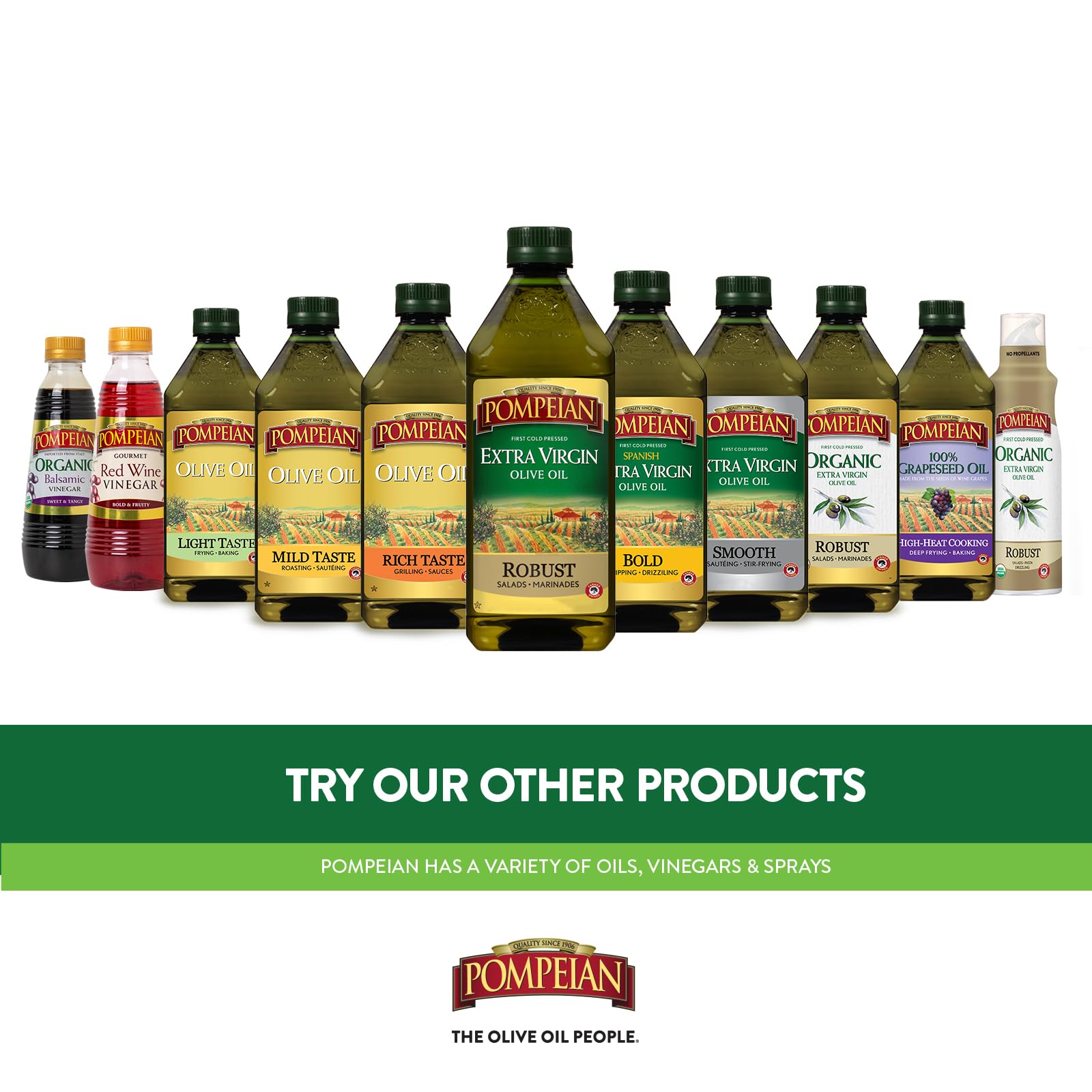 Pompeian farmer-crafted olive oil heritage shot in pantry.