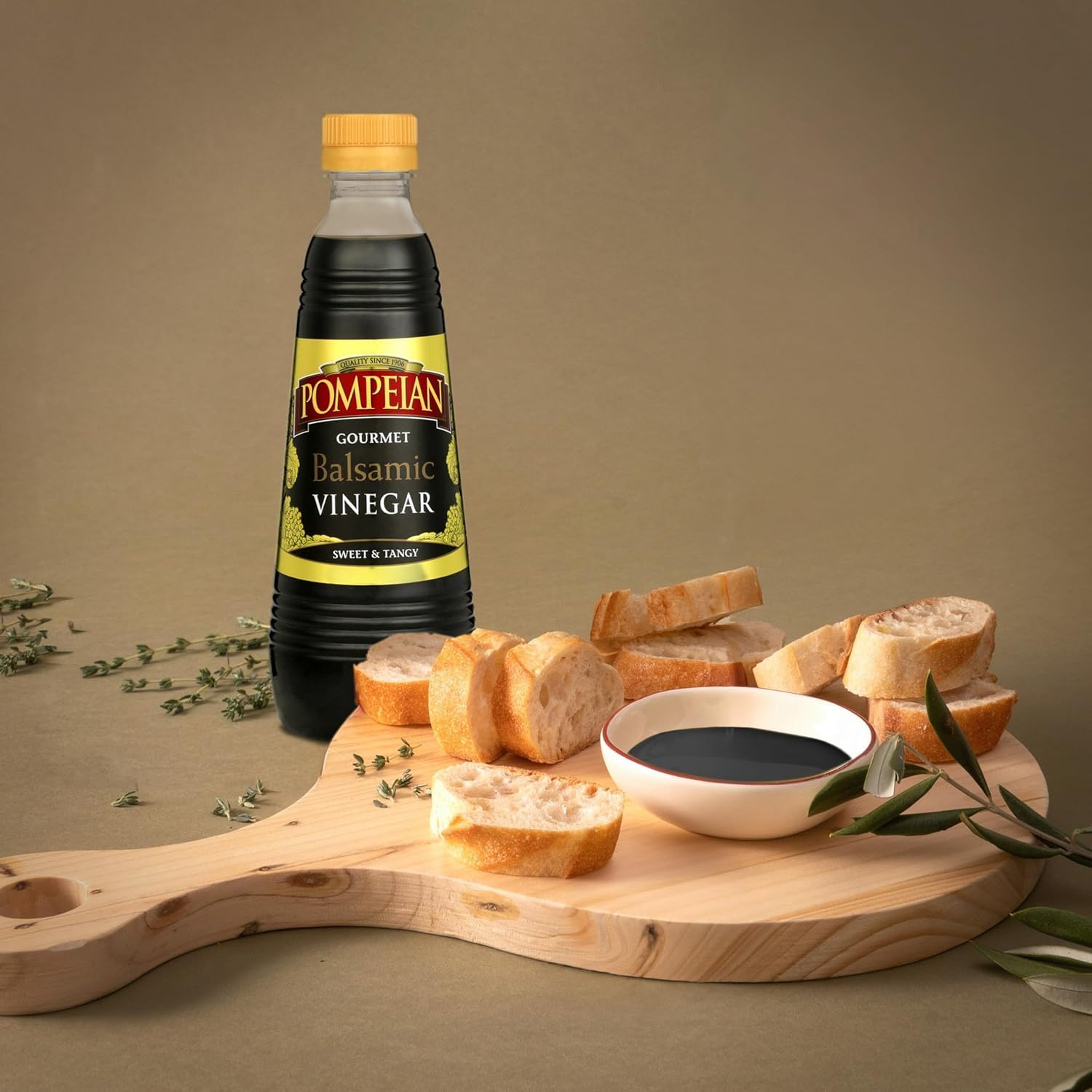 Pompeian Gourmet Balsamic marinade pour, adds depth to meats.